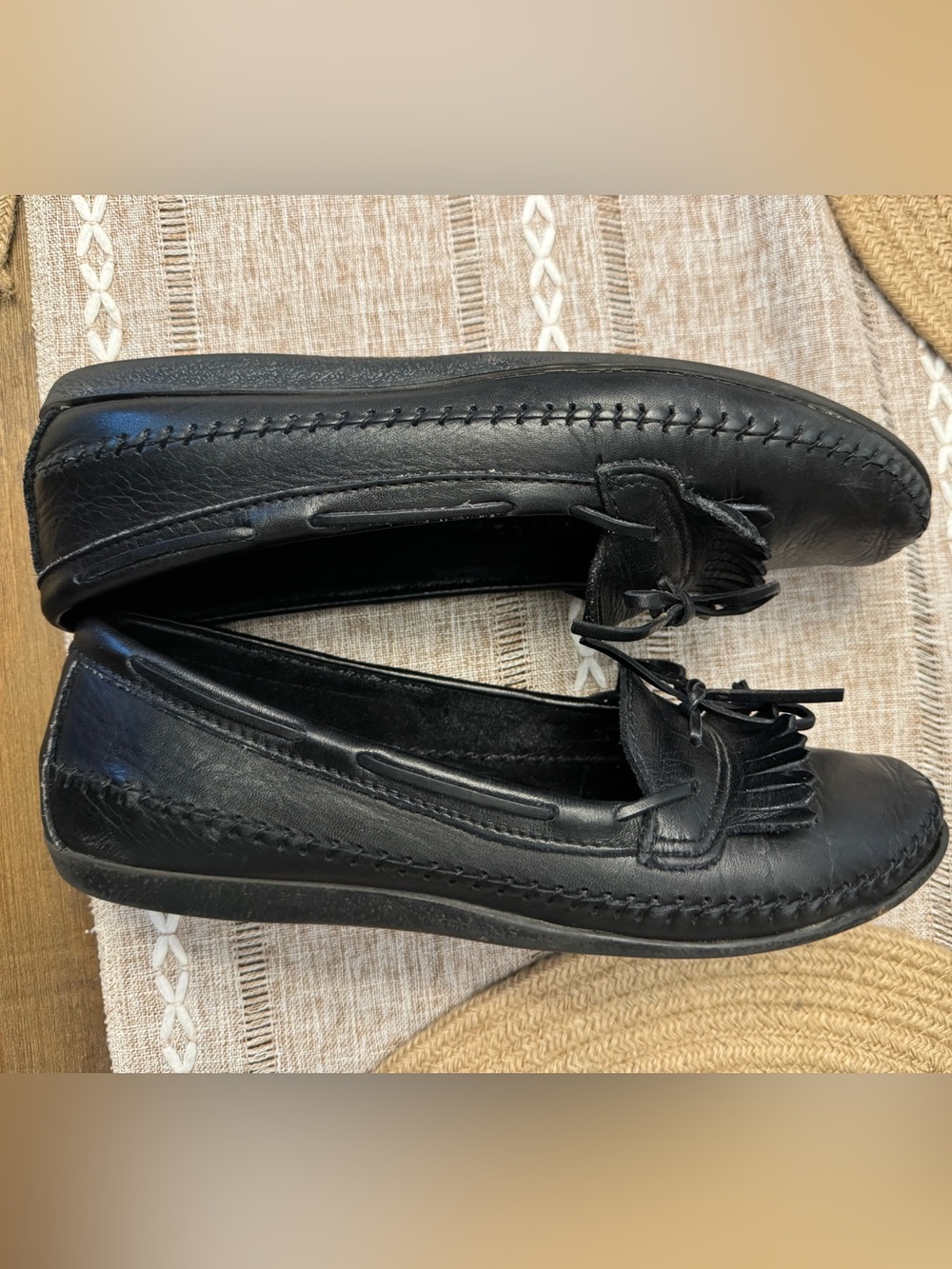 Black Leather Tassel Dexter VintageMoccasin Loafers